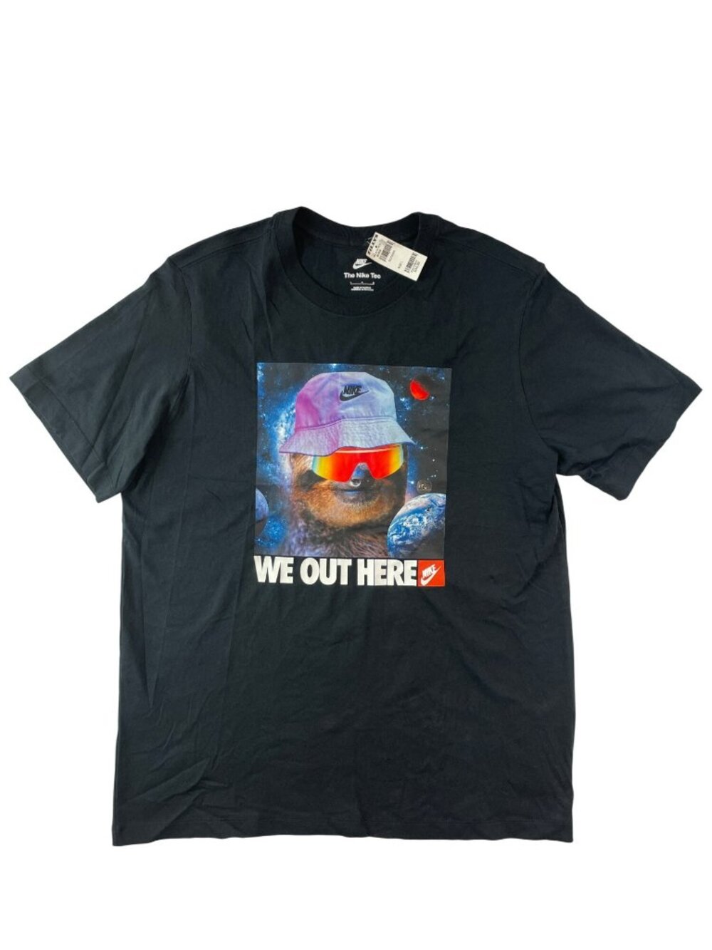 Nike "We Out Here" Sloth Graphic Tee Black L New With Tags